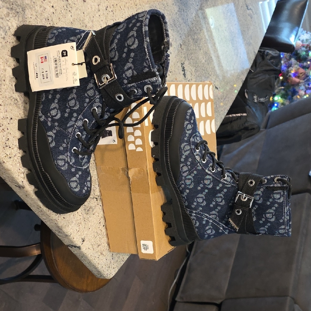 Desigual Denim Blue Lace-Up Boots